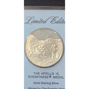 Apollo 15 Eyewitness Medal Sterling Silver Franklin Mint 1971 w/ COA & Holder
